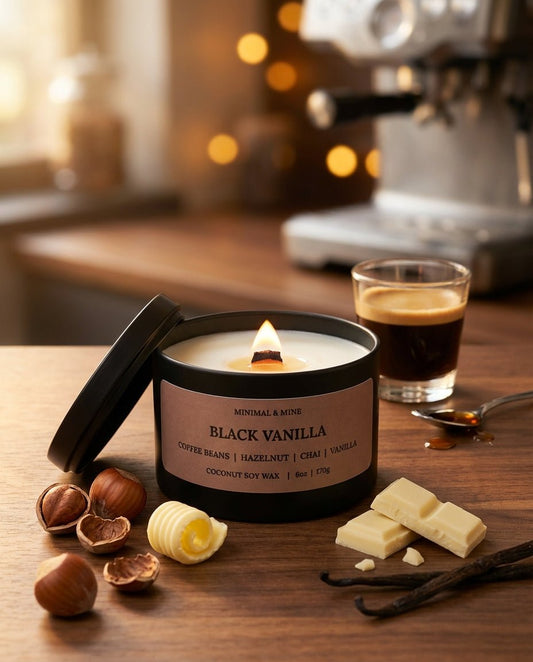 BLACK VANILLA CANDLE TIN - Minimal & Mine