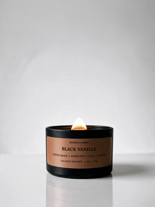 BLACK VANILLA CANDLE TIN - Minimal & Mine