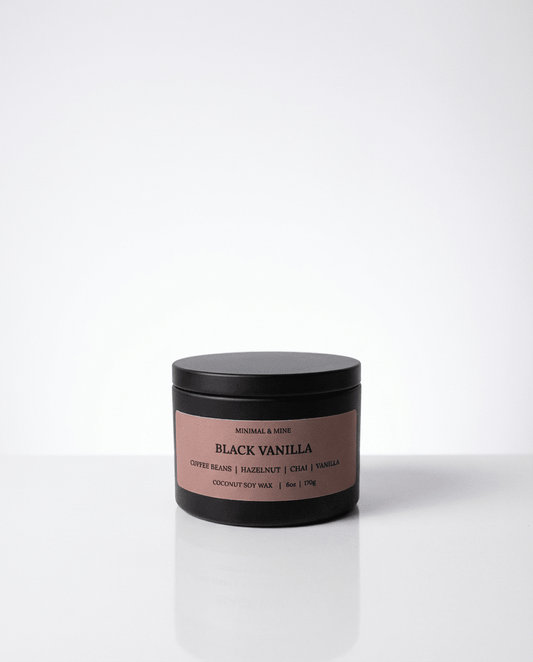 BLACK VANILLA CANDLE TIN - Minimal & Mine