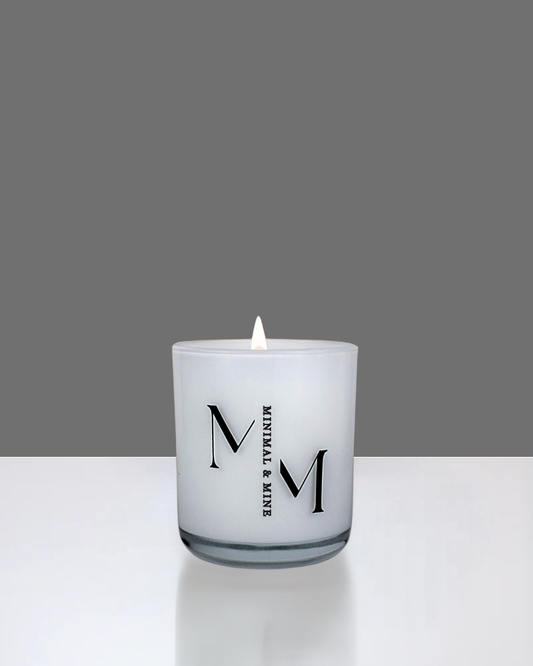 Tuxedo Candle Jar in sleek white glass
